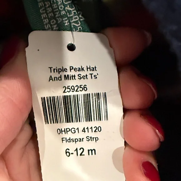 L.L. Bean Striped Mittens and Hat Set - Blue, Yellow, Orange, Gray - Picture 2 of 3